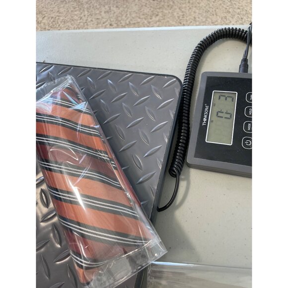 Pierre Cardin Tie & Pocket Square Set Striped Orange Red Black Polyester - Picture 6 of 6